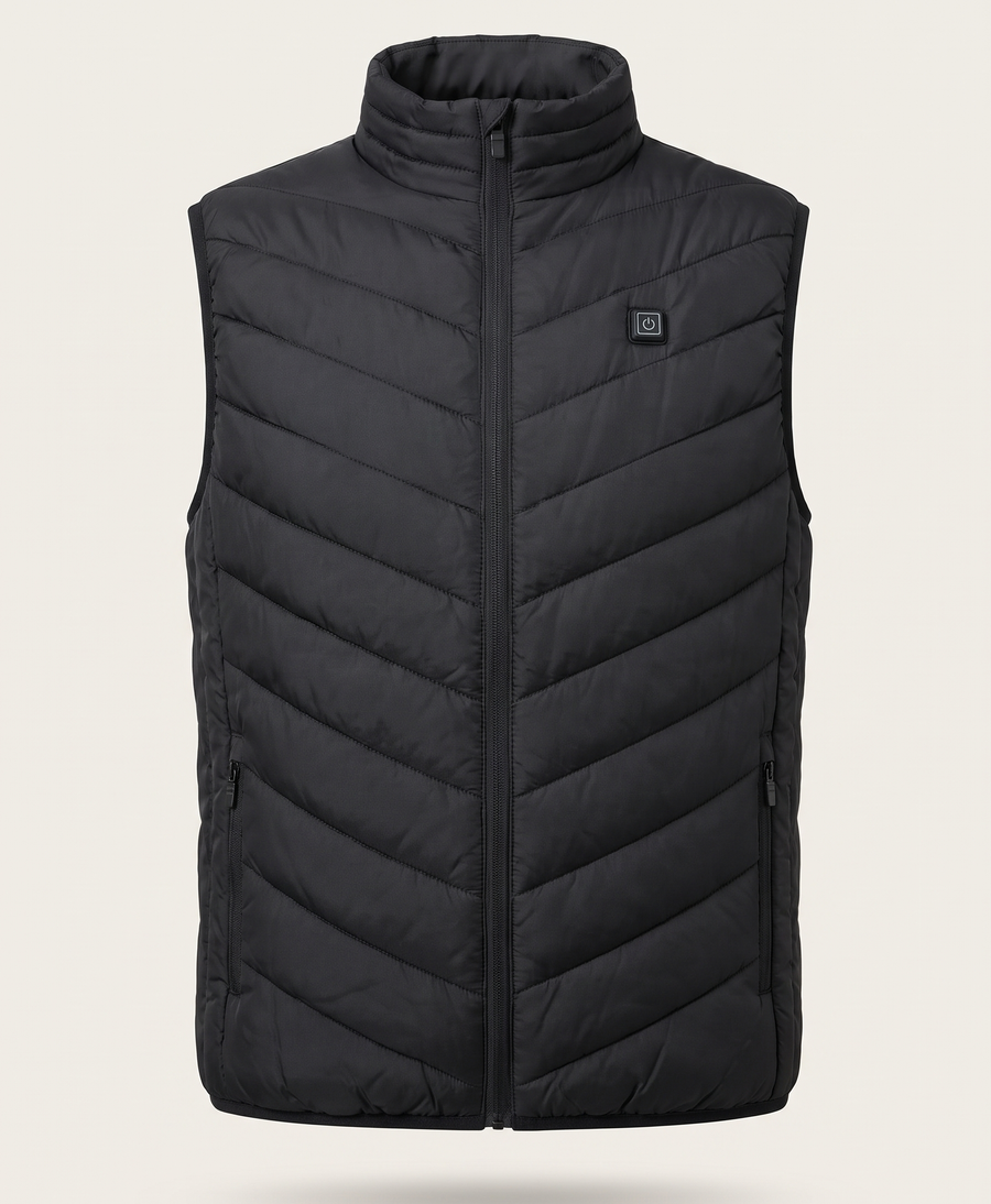 Men's Heated Vest, 9 Heating Zones, USB Powered, Lightweight Insulated, Stand Collar, Washable, for Hunting & Work, Black