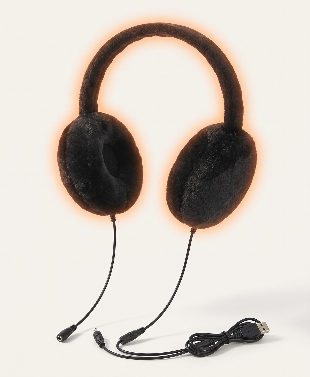 Women's Heated Earmuffs, USB Powered, 3 Heat Settings, Plush Ear Warmers, for Cycling, Commuting & Winter Walks, Gray