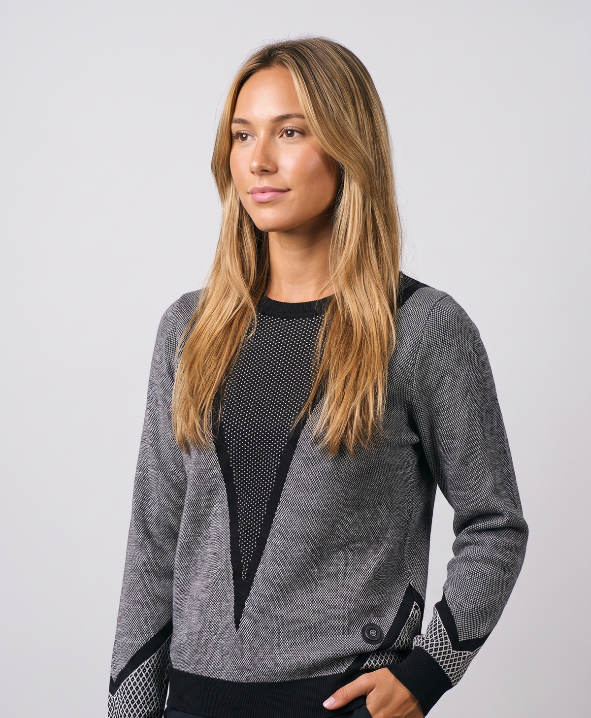Women's Heated Knit Sweater, Thick Cotton Yarn, Crew Neck, Long Sleeve, Straight Fit, for Office, Commuting & Winter, Black