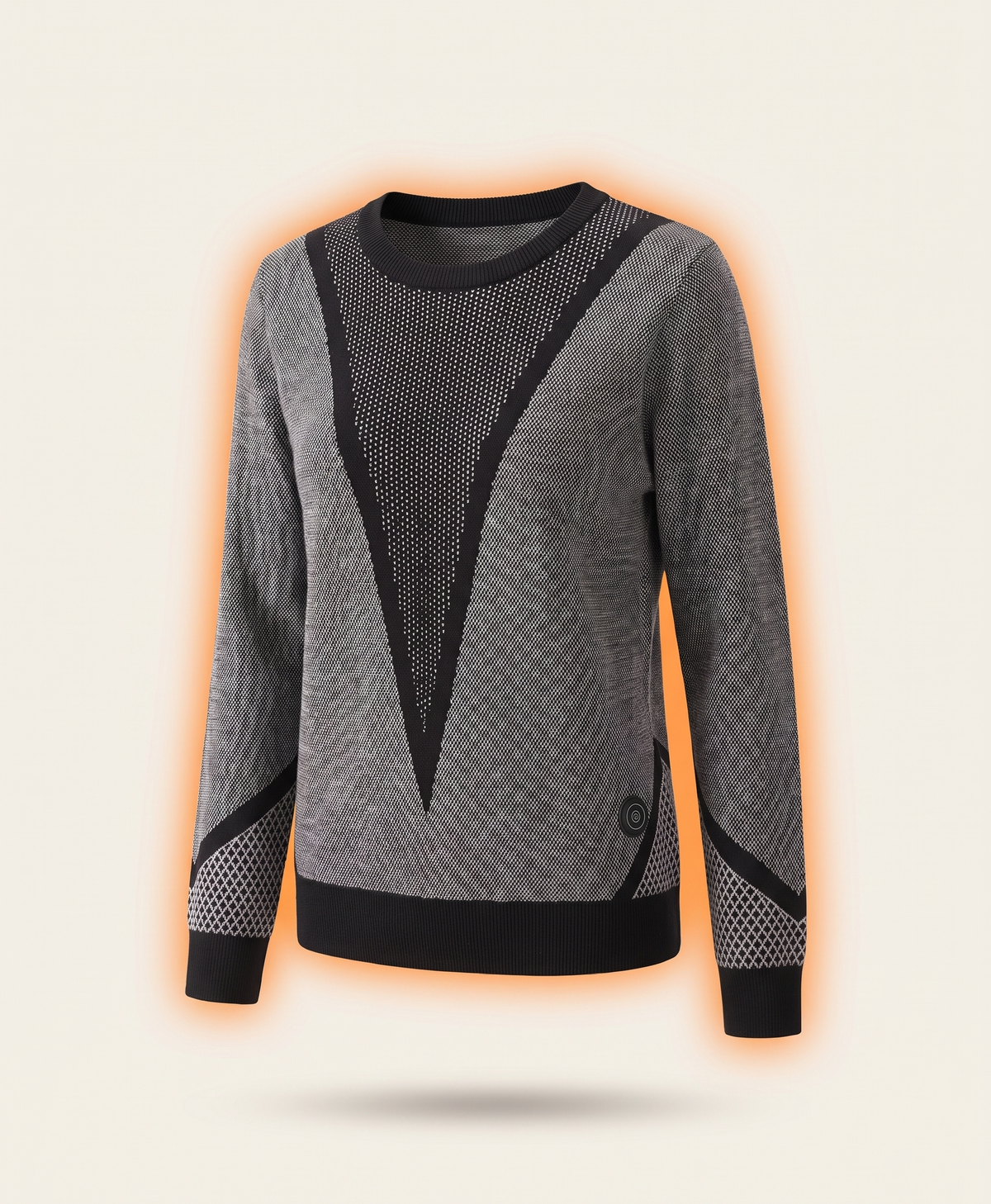 Women's Heated Knit Sweater, Thick Cotton Yarn, Crew Neck, Long Sleeve, Straight Fit, for Office, Commuting & Winter, Black