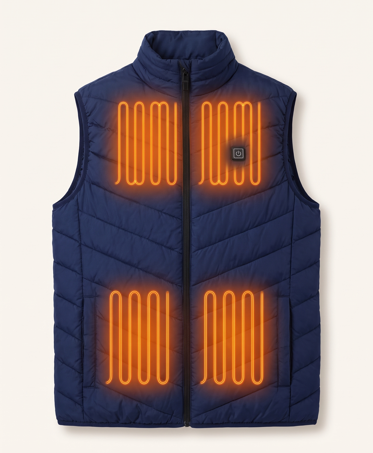 Women's Heated Vest, 4 Heating Zones, USB Powered, Lightweight Quilted, Stand Collar, for Walks & Commuting, Navy Blue