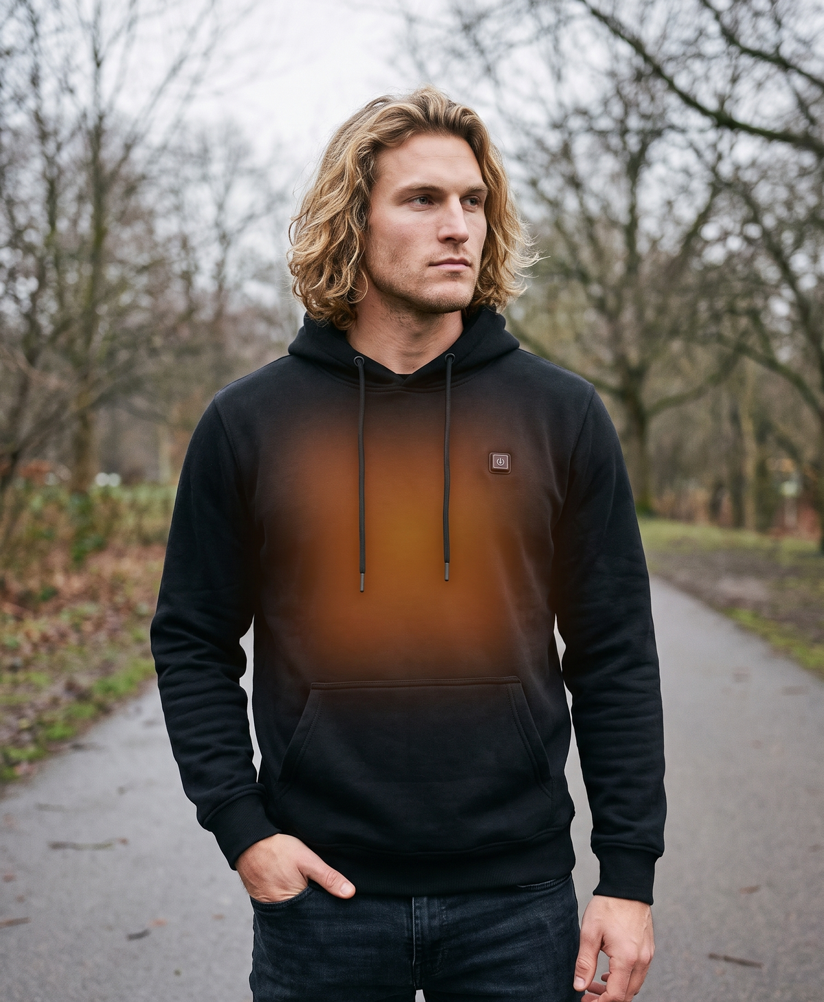 Men's Heated Hoodie, 9 Heating Zones, Extra-Thick Pullover, Kangaroo Pocket, for Winter Casual Wear & Commuting, Black