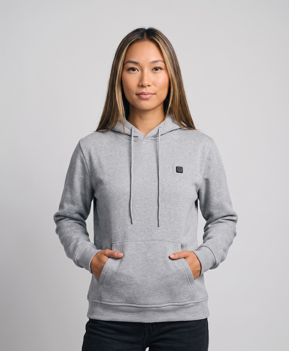 Women's Heated Hoodie, 9 Heating Zones, Extra-Thick Pullover, Kangaroo Pocket, for Winter Casual Wear & Commuting, Gray