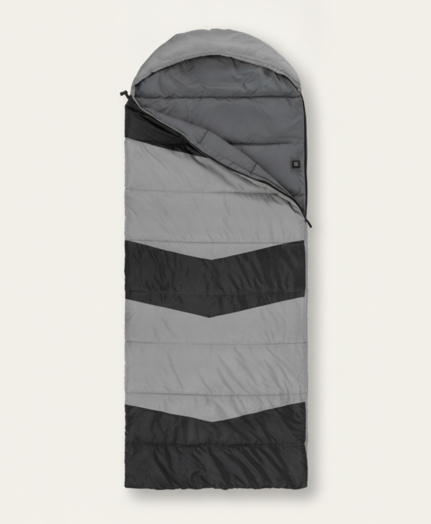 Men's Heated Sleeping Bag, USB Heating Pads, Waterproof, Lightweight Envelope with Hood, for Backpacking & Camping, Gray