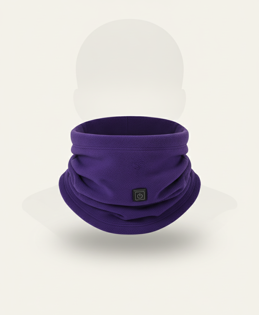 Women's Heated Neck Gaiter, Rechargeable 3500mAh, 3 Heat Levels, Fleece Neck Warmer, One Size, for Skiing & Walks, Purple