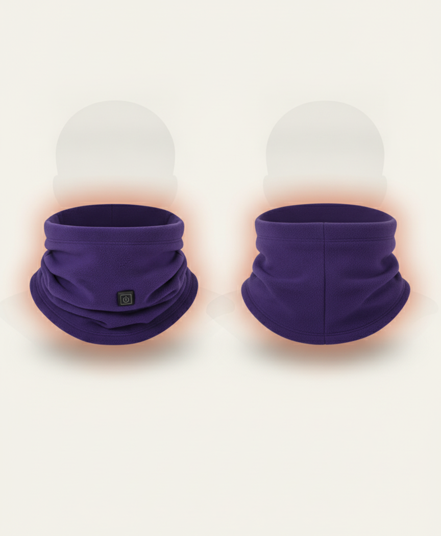 Women's Heated Neck Gaiter, Rechargeable 3500mAh, 3 Heat Levels, Fleece Neck Warmer, One Size, for Skiing & Walks, Purple