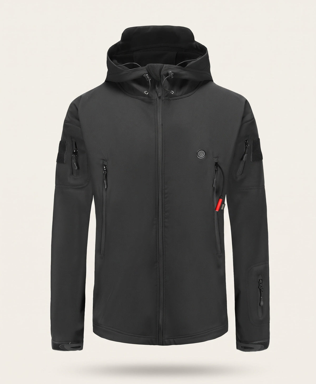 Women's Heated Jacket, USB Powered, 7 Heating Zones, Hooded Fleece-Lined Softshell, for Hiking, Skiing & Commuting, Black