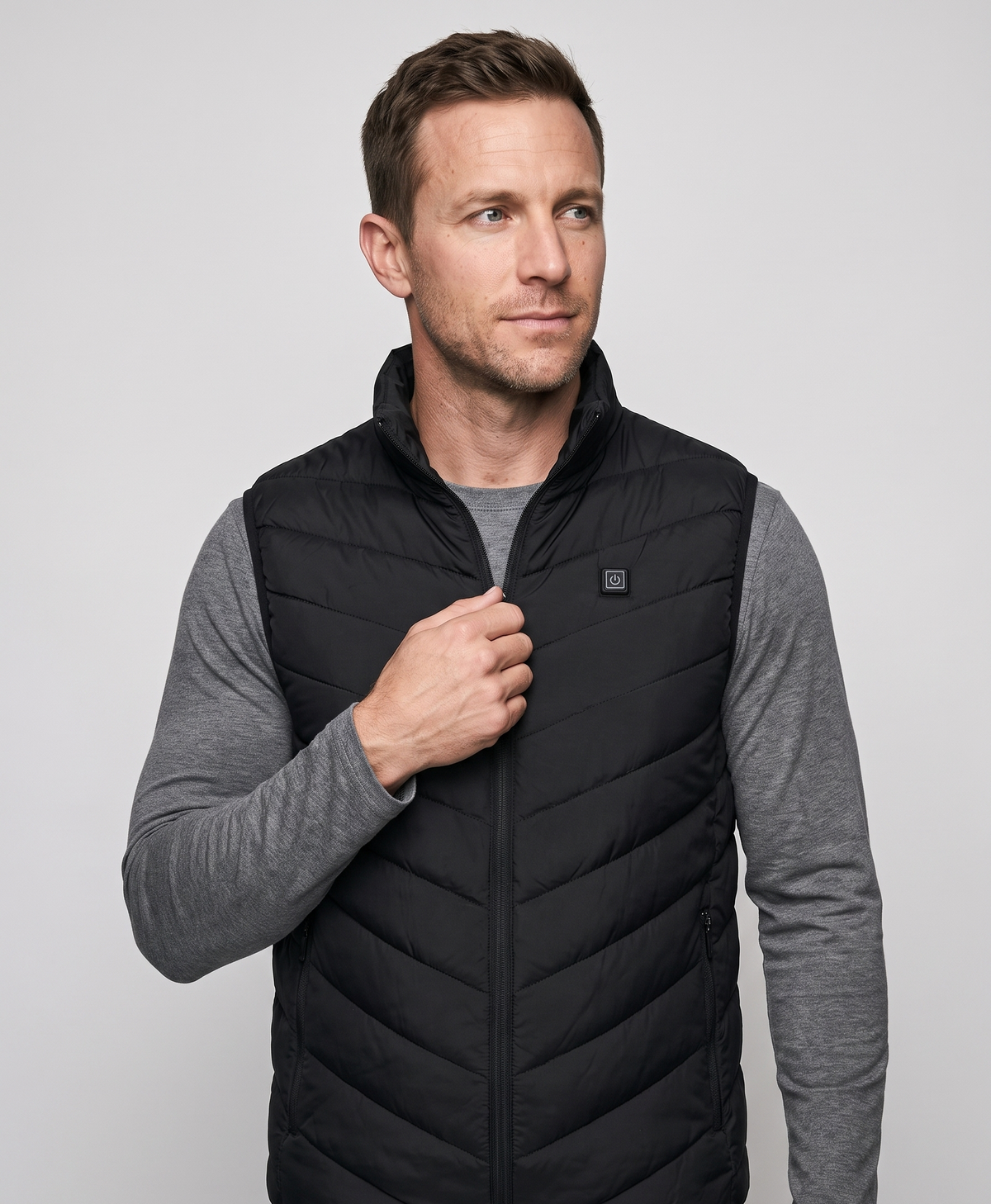 Men's Heated Vest, 9 Heating Zones, USB Powered, Lightweight Insulated, Stand Collar, Washable, for Hunting & Work, Black