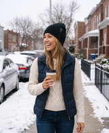 Women's Heated Beanie, USB Powered, 3 Heat Levels, Knit Winter Hat, One Size, for Skiing, Hiking & Commuting, Black