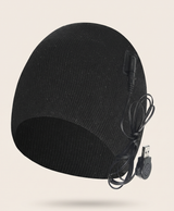 Women's Heated Beanie, USB Powered, 3 Heat Levels, Knit Winter Hat, One Size, for Skiing, Hiking & Commuting, Black