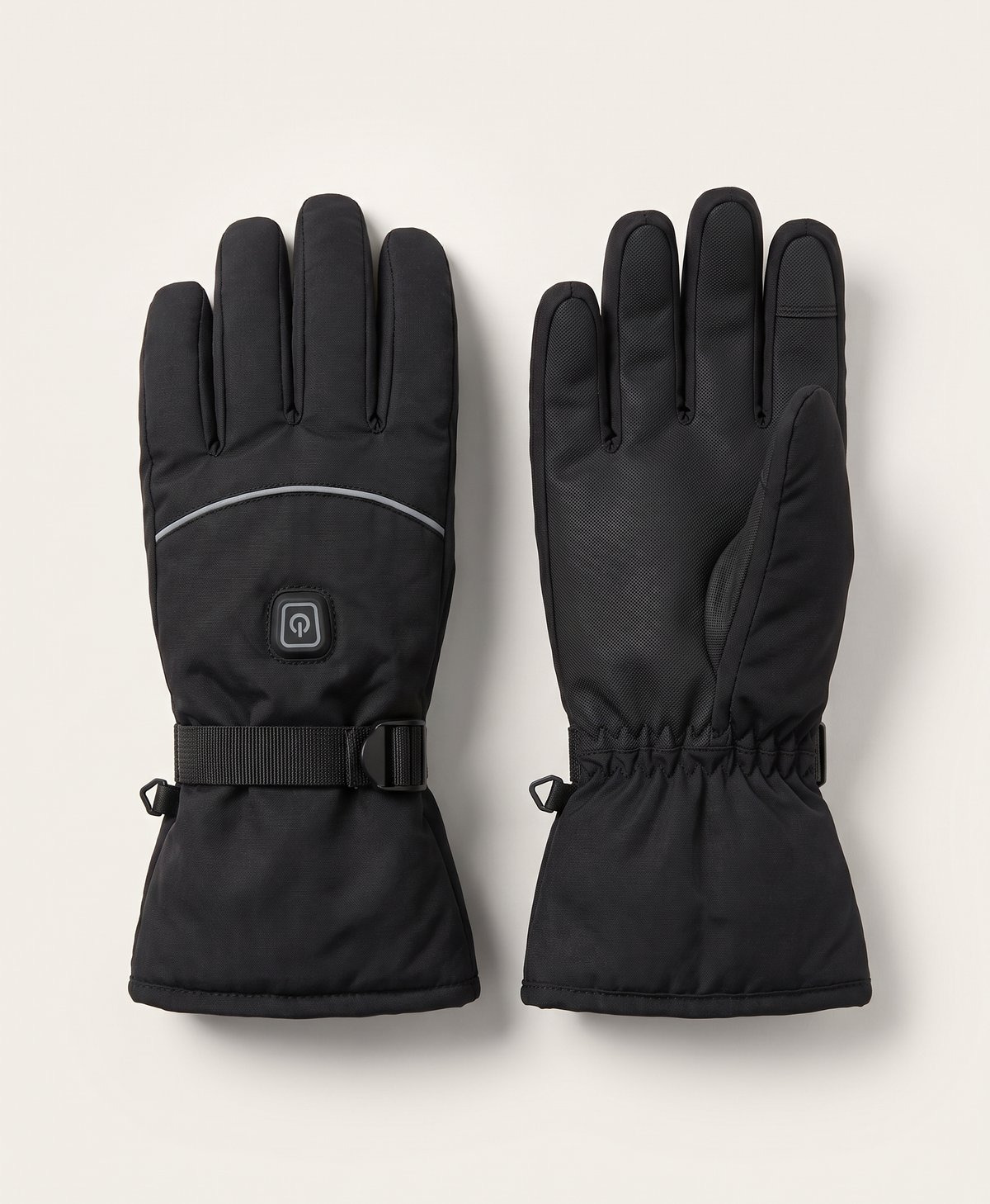 Women's Heated Gloves, 3 Heat Levels, Velvet-Lined, Battery Case, Non-Slip Palm, Reflective, for Skiing & Winter Sports, Black