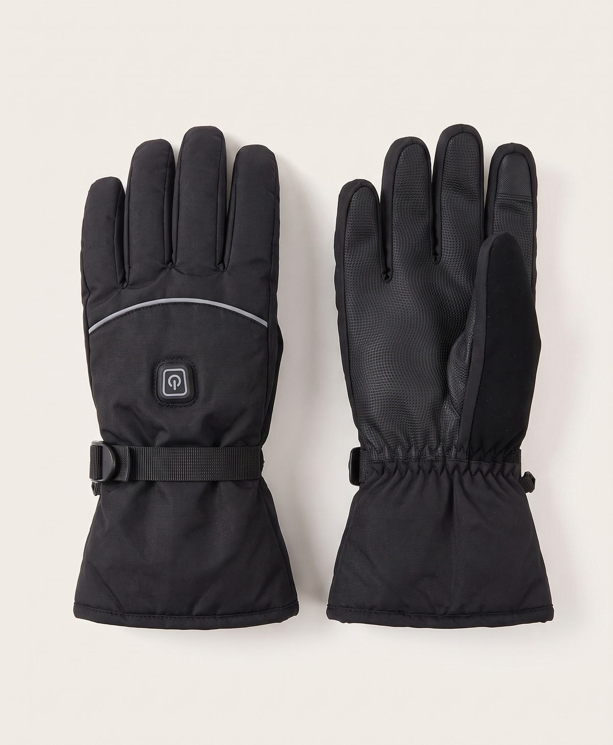 Women's Heated Ski Gloves, Waterproof, 3 Heat Levels, PU Non-Slip Palm, Velvet-Lined, Battery Case, for Skiing & Sports, Black