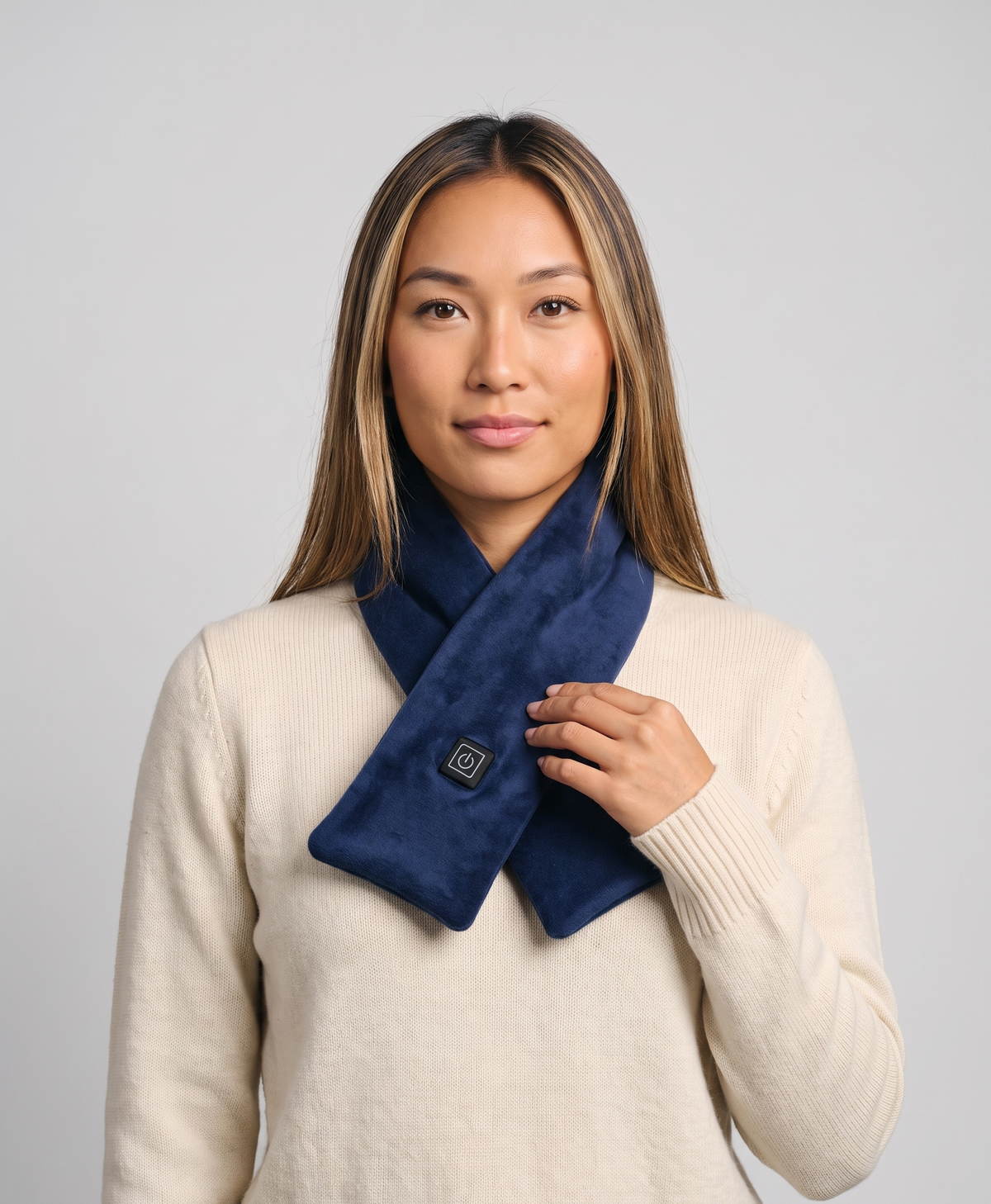 Women's Heated Scarf, USB Powered, 3 Heat Settings, Soft Fleece Neck Warmer, Washable, for Cycling & Winter Walks, Dark Blue