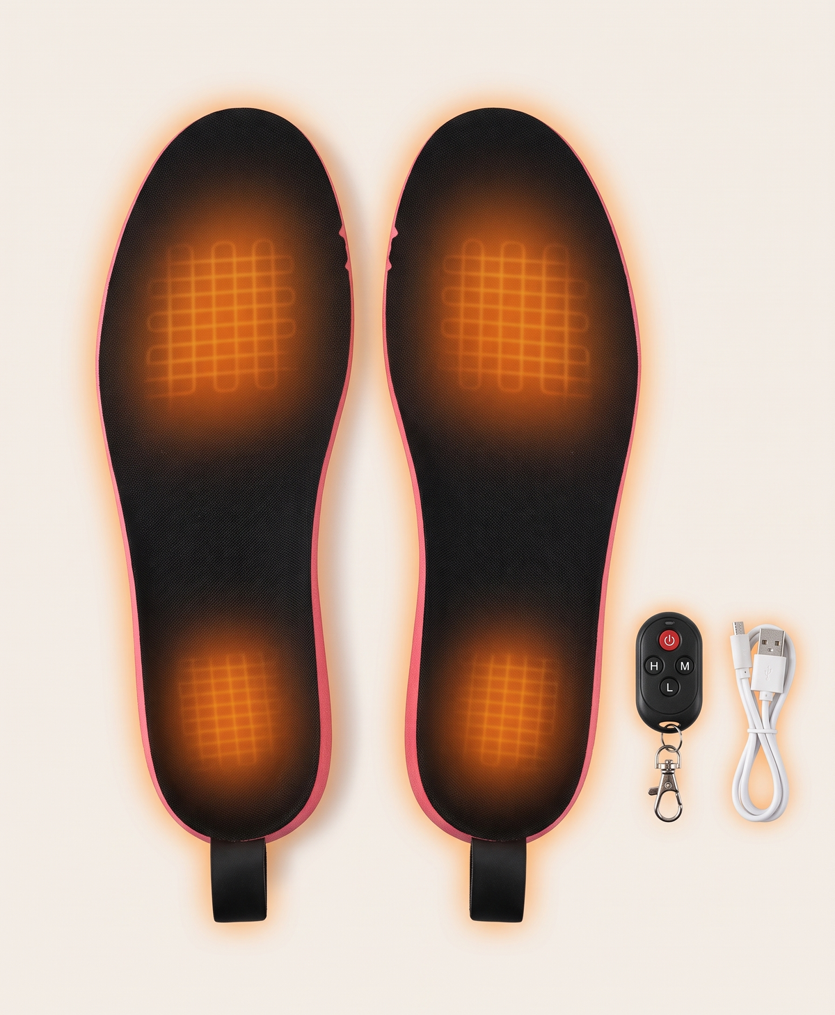 Women's Rechargeable Heated Insoles with Remote, 3 Heat Levels, Cut-to-Size EVA Foam, for Boots, Hiking & Winter Walks, Black