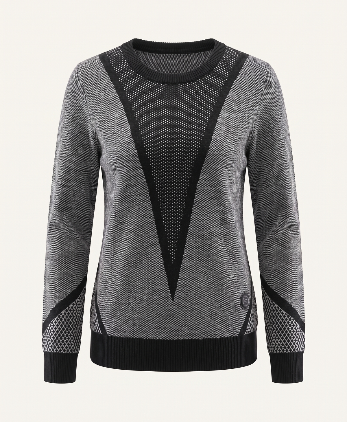 Women's Heated Knit Sweater, Thick Cotton Yarn, Crew Neck, Long Sleeve, Straight Fit, for Office, Commuting & Winter, Black