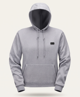 Women's Heated Hoodie, 31 Heating Zones, 4-Zone Control, 3 Heat Levels, Washable Fleece, Power Bank Options, Gray