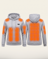 Women's Heated Hoodie, 31 Heating Zones, 4-Zone Control, 3 Heat Levels, Washable Fleece, Power Bank Options, Gray