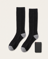 Men's Heated Socks, Battery Included, Hidden Heating Element, Knee-High, Rechargeable, for Skiing & Outdoor Work, Black