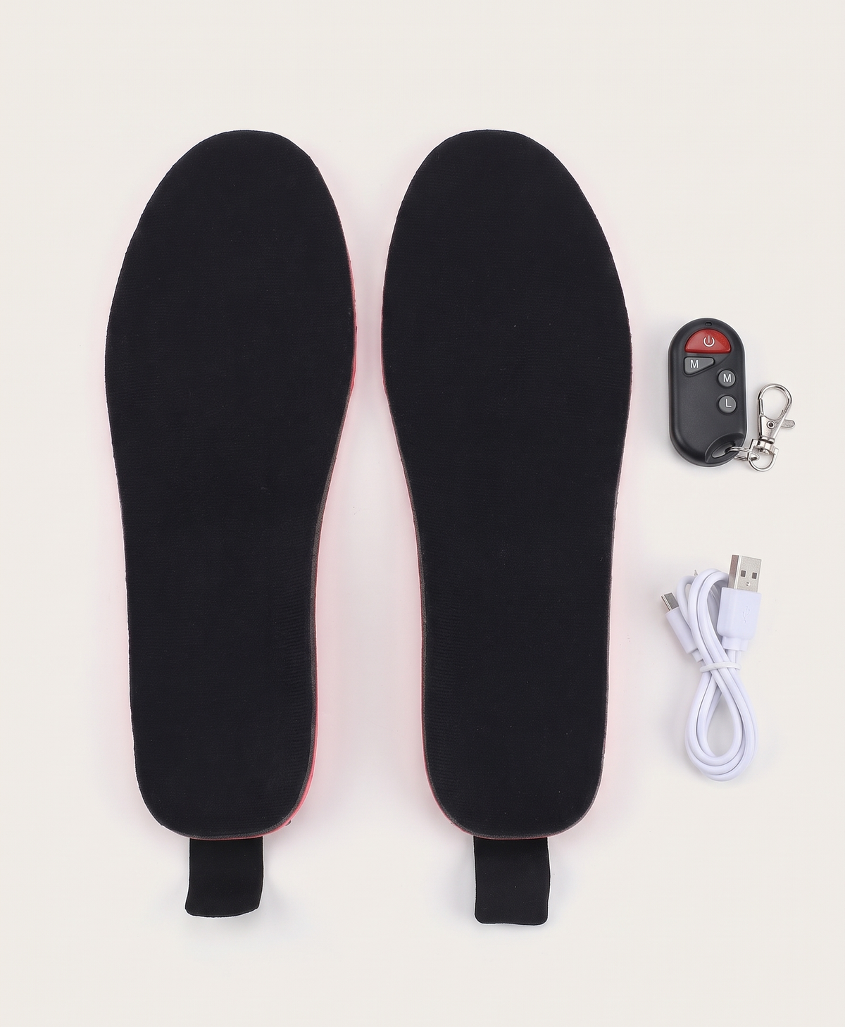 Men's Heated Insoles with Remote, Carbon Fiber, Cut-to-Size EVA Foam, 3 Heat Levels, for Boots, Hiking, Skiing & Work, Black