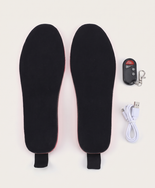Men's Heated Insoles with Remote, Carbon Fiber, Cut-to-Size EVA Foam, 3 Heat Levels, for Boots, Hiking, Skiing & Work, Black