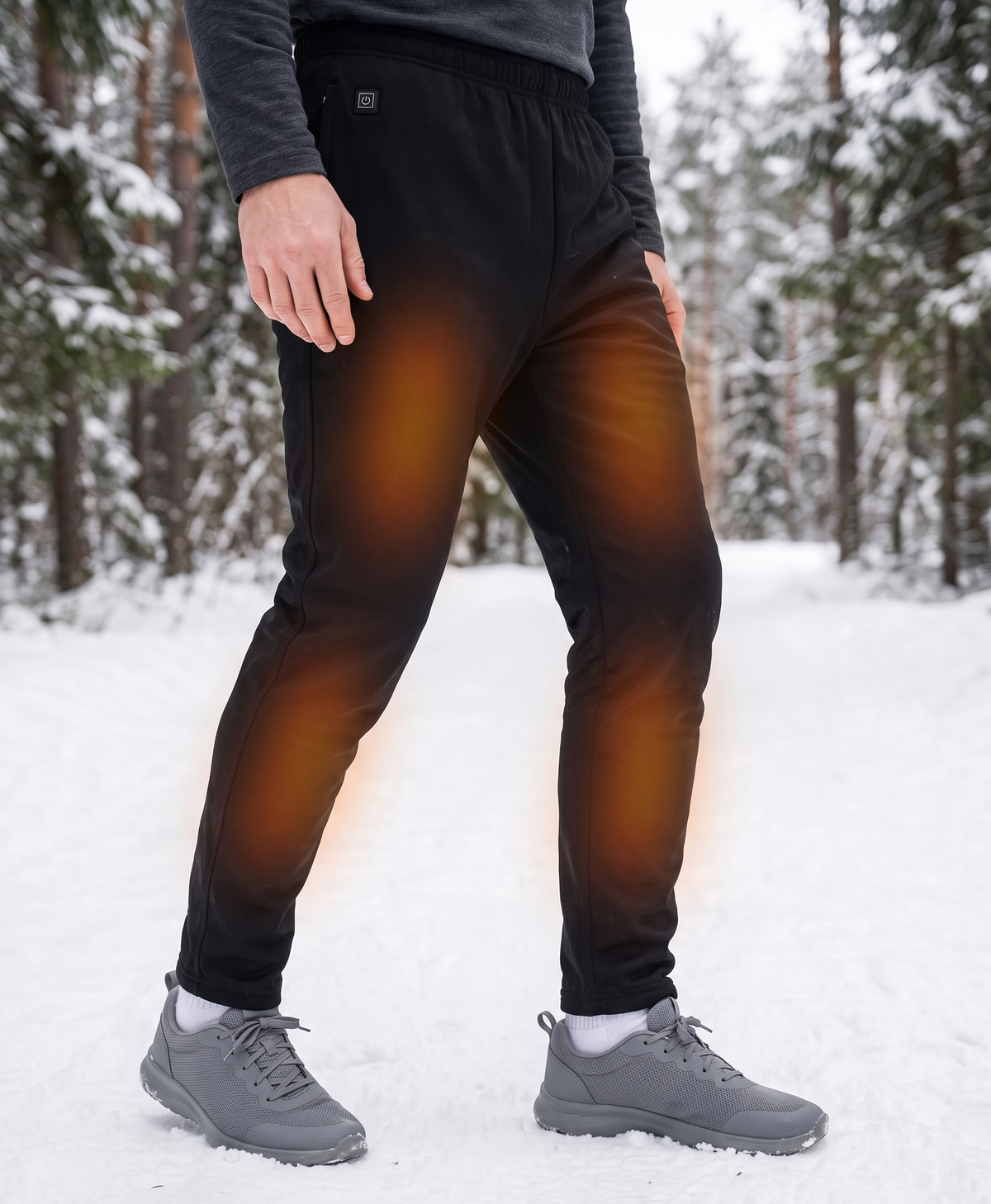 Men's Heated Pants, USB Powered, 12 Carbon Fiber Zones, 3 Heat Levels, Machine Washable, for Skiing, Hiking & Hunting, Black