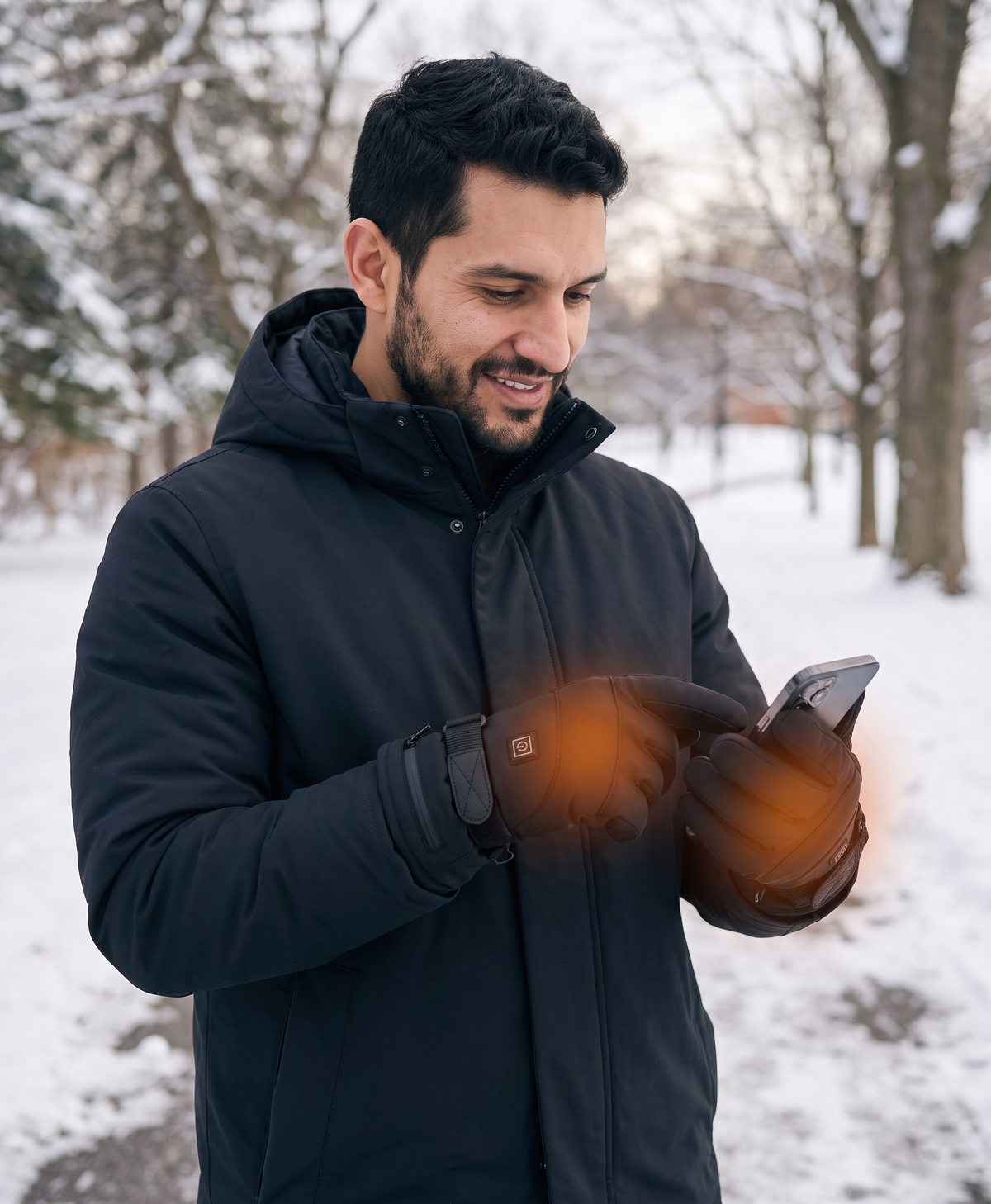 Men's Heated Gloves, Touchscreen, Finger & Hand Heating, 3 Heat Levels, Rechargeable, for Motorcycle, Skiing & Hiking, Black