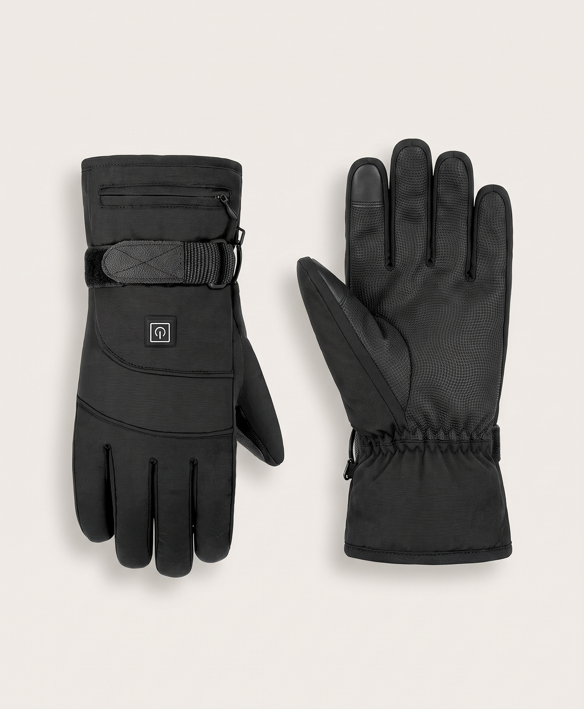 Men's Heated Gloves, Touchscreen, Finger & Hand Heating, 3 Heat Levels, Rechargeable, for Motorcycle, Skiing & Hiking, Black