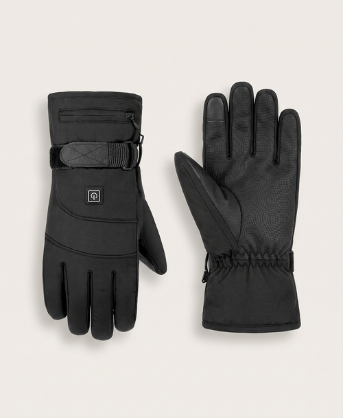 Men's Heated Gloves, Touchscreen, Finger & Hand Heating, 3 Heat Levels, Rechargeable, for Motorcycle, Skiing & Hiking, Black
