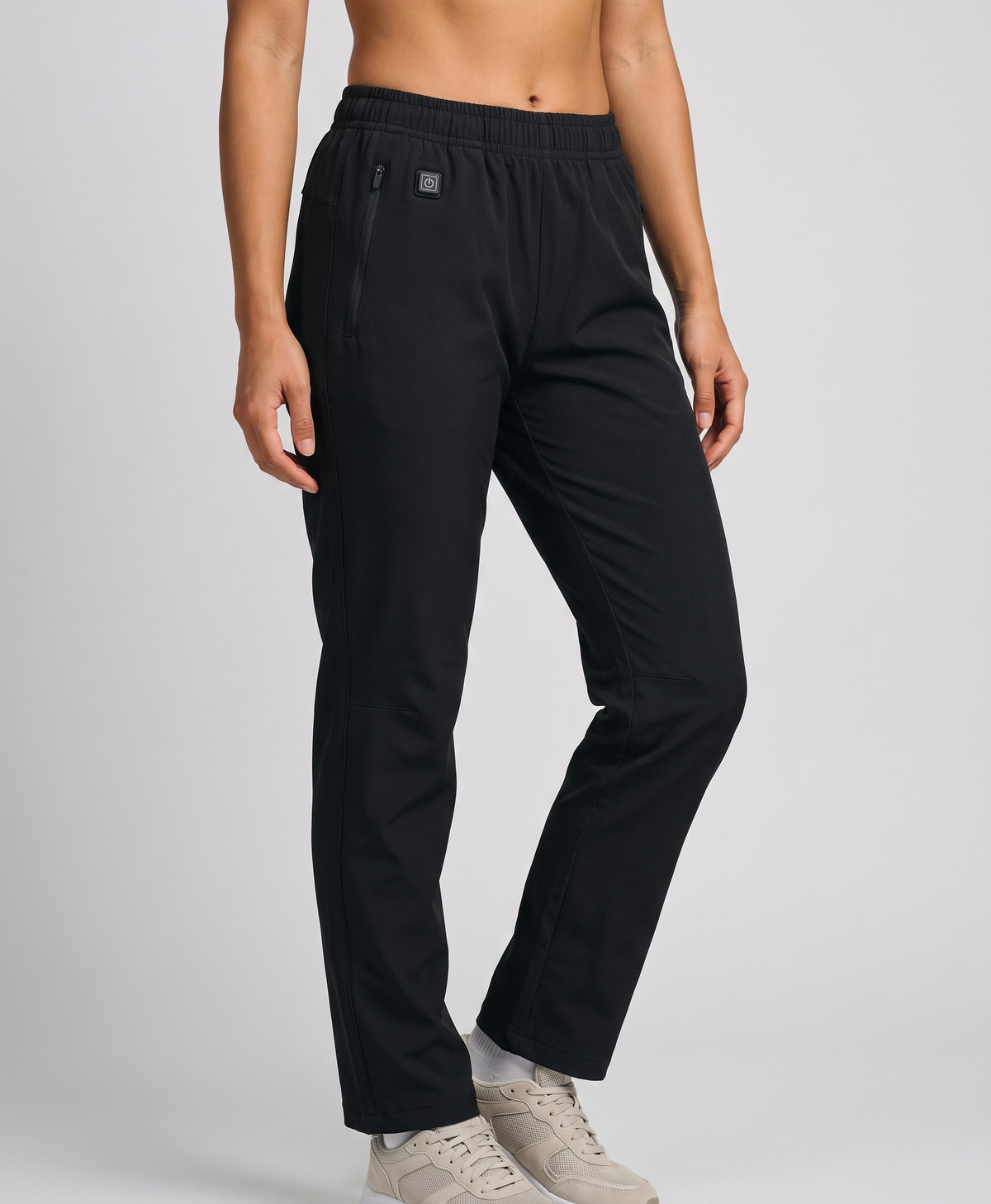 Women's Heated Pants, USB Powered, 12 Carbon Fiber Zones, 3 Heat Levels, Plush-Lined, Washable, for Skiing & Hiking, Black