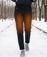 Women's Heated Pants, USB Powered, 12 Carbon Fiber Zones, 3 Heat Levels, Plush-Lined, Washable, for Skiing & Hiking, Black