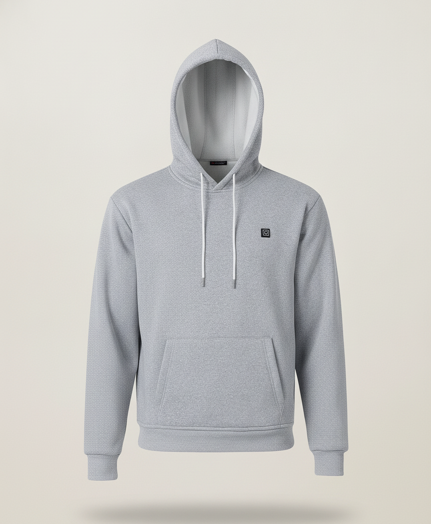 Women's Heated Hoodie, 9 Heating Zones, Extra-Thick Pullover, Kangaroo Pocket, for Winter Casual Wear & Commuting, Gray