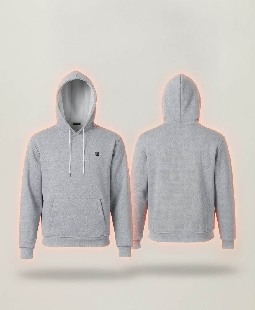 Women's Heated Hoodie, 9 Heating Zones, Extra-Thick Pullover, Kangaroo Pocket, for Winter Casual Wear & Commuting, Gray