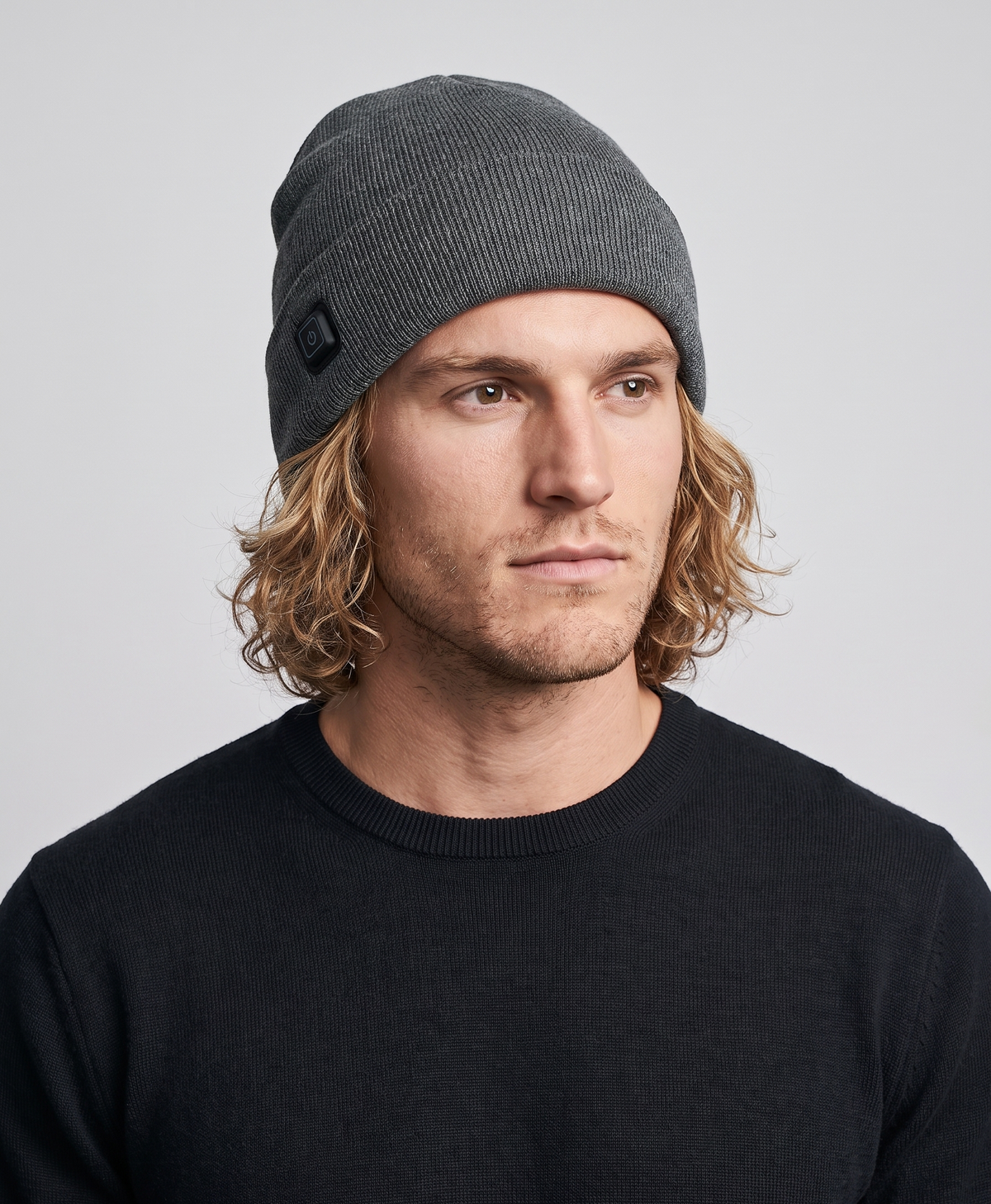 Men's Heated Beanie, USB Powered, 3 Heat Levels, Cotton Knit Winter Hat, for Commuting, Skiing & Outdoor Walks, Gray