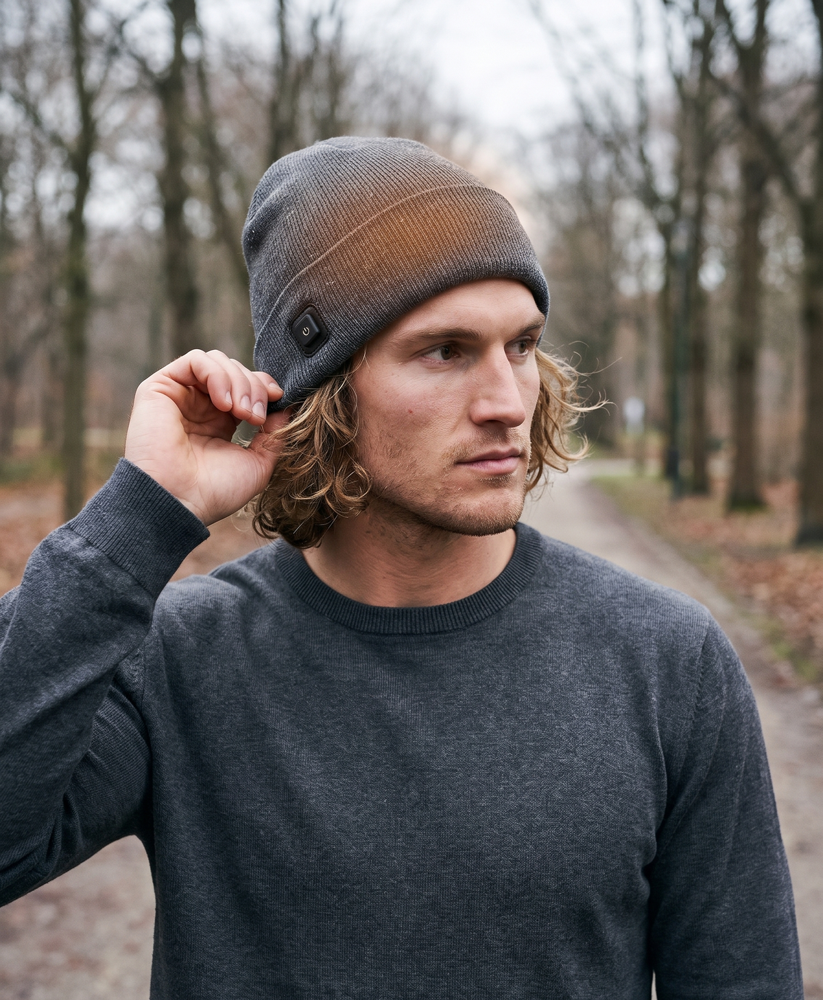 Men's Heated Beanie, USB Powered, 3 Heat Levels, Cotton Knit Winter Hat, for Commuting, Skiing & Outdoor Walks, Gray