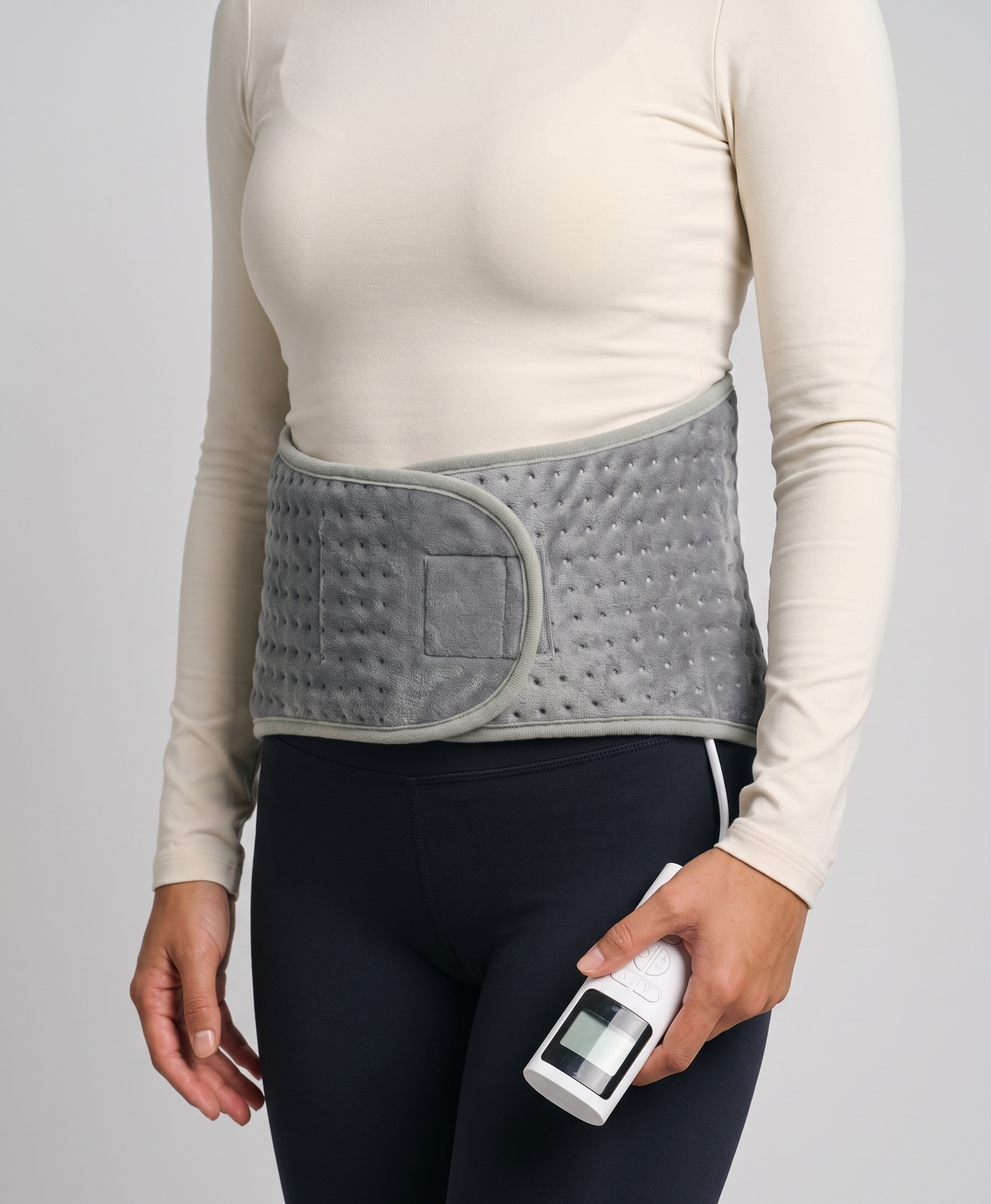 Women's Heated Waist Belt, Plug-In Back Heating Pad, 9 Heat Levels, 4 Timers, Soft Micro-Plush, for Office & Home, Silver Gray
