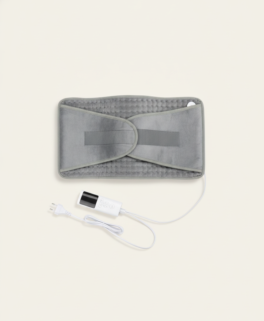 Women's Heated Waist Belt, Plug-In Back Heating Pad, 9 Heat Levels, 4 Timers, Soft Micro-Plush, for Office & Home, Silver Gray