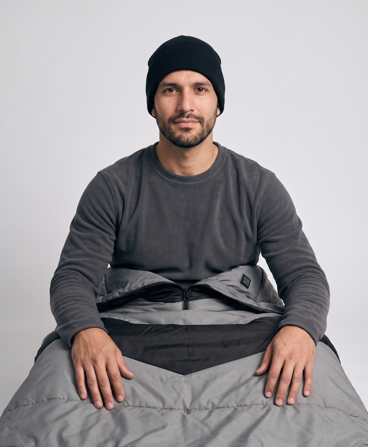 Men's Heated Sleeping Bag, USB Heating Pads, Waterproof, Lightweight Envelope with Hood, for Backpacking & Camping, Gray