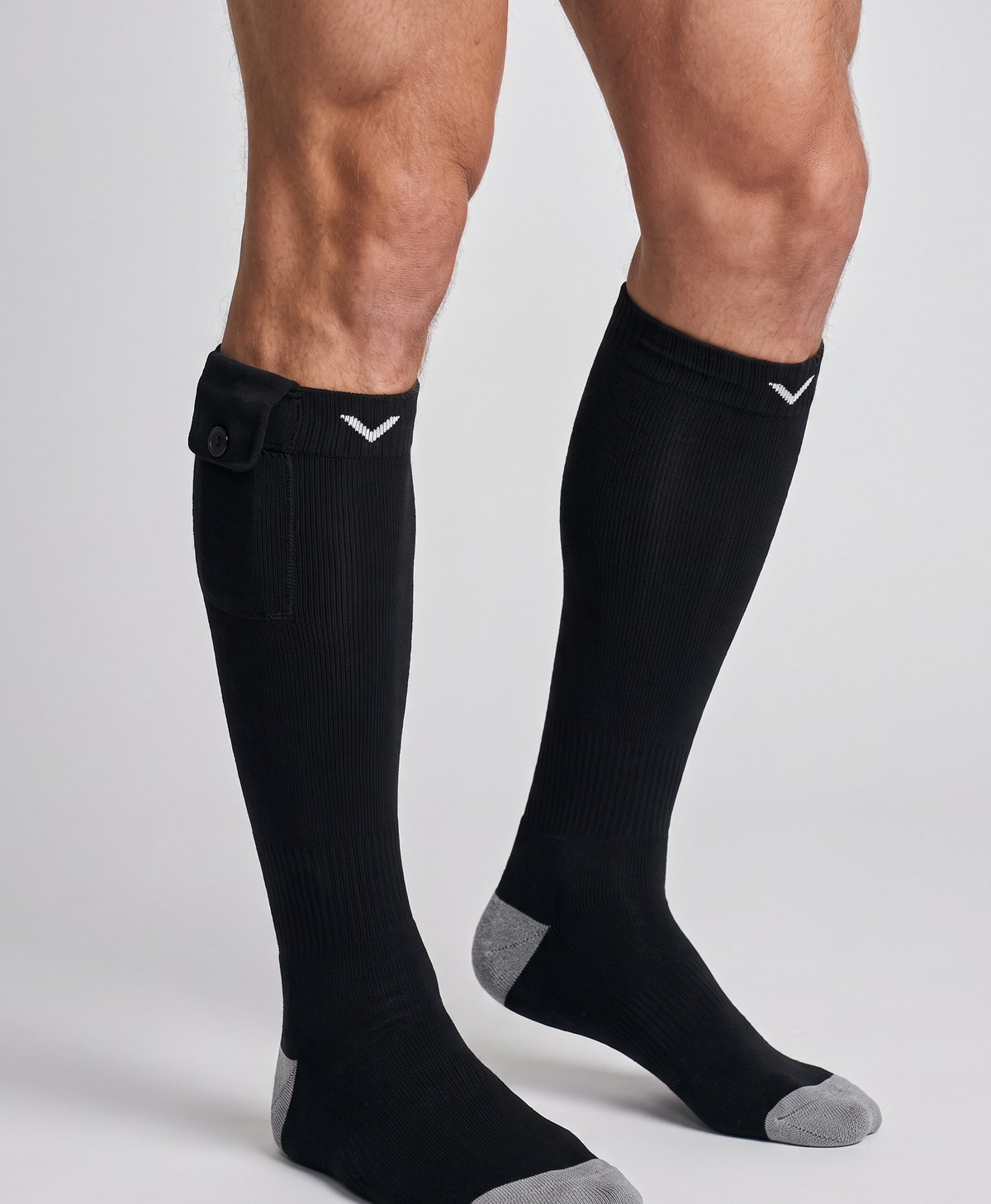 Men's Heated Socks, Rechargeable 10000mAh, 4 Heat Levels, 360° Heating, Knee-High, for Hiking, Skiing & Ice Fishing, Black
