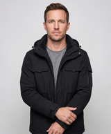 Men's Heated Jacket, Waterproof, 9 Heating Zones, Detachable Hood, 3 Heat Settings, for Hiking, Skiing & Hunting, Black
