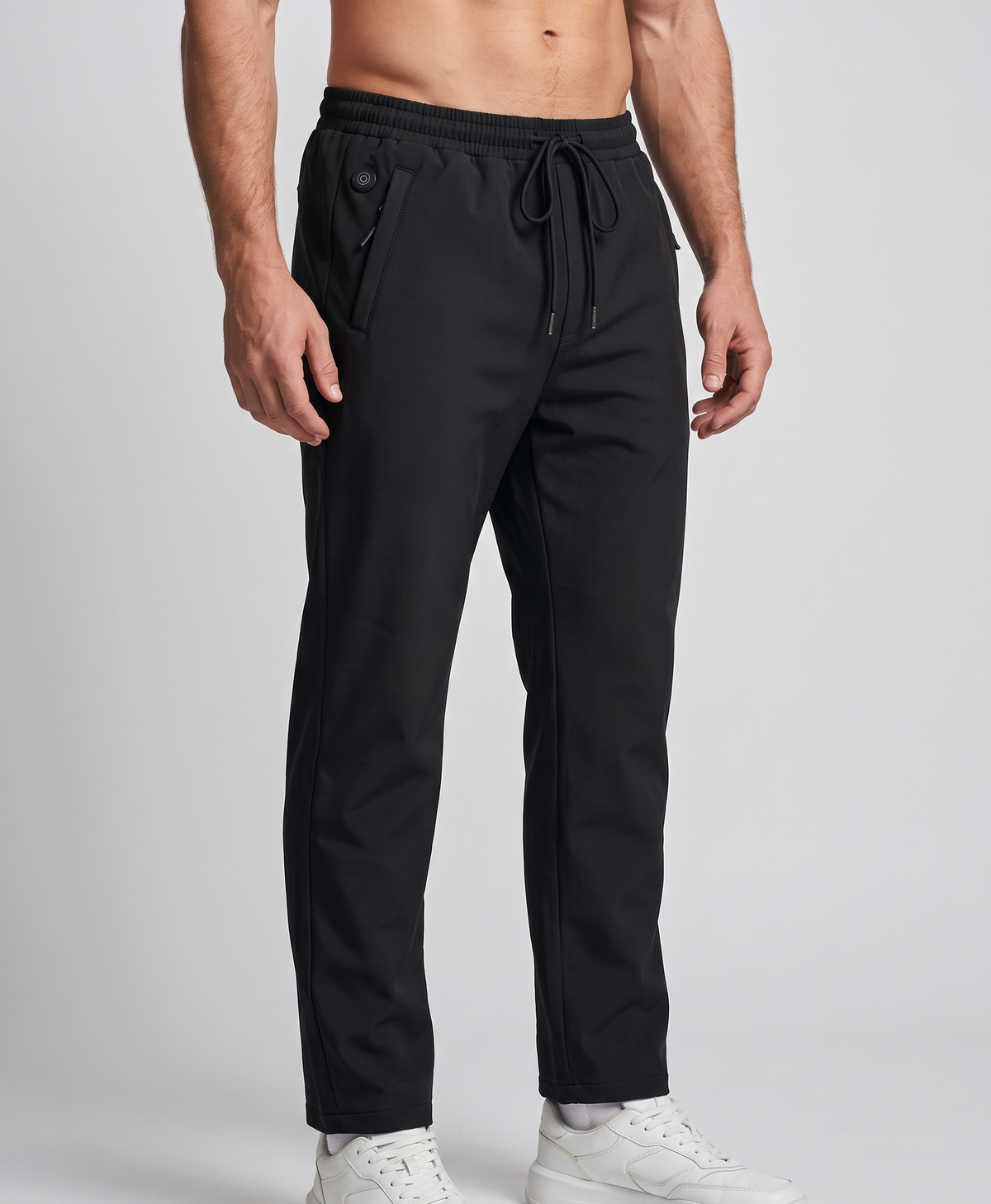 Men's Heated Pants, 12 Heating Zones, Waterproof Softshell, Insulated, Drawstring Waist, for Hiking, Skiing & Fishing, Black