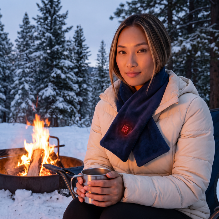 Women's Heated Scarf, USB Powered, 3 Heat Settings, Soft Fleece Neck Warmer, Washable, for Cycling & Winter Walks, Dark Blue